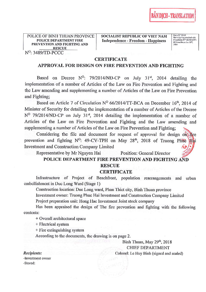 The Document No 3489/TD-PCCC